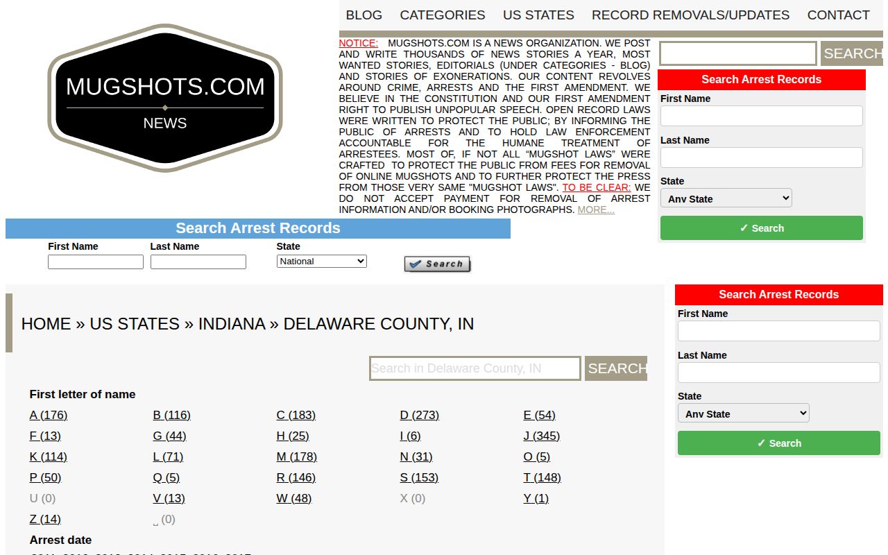 Delaware County crime news unofficial Mugshots.com county shell
